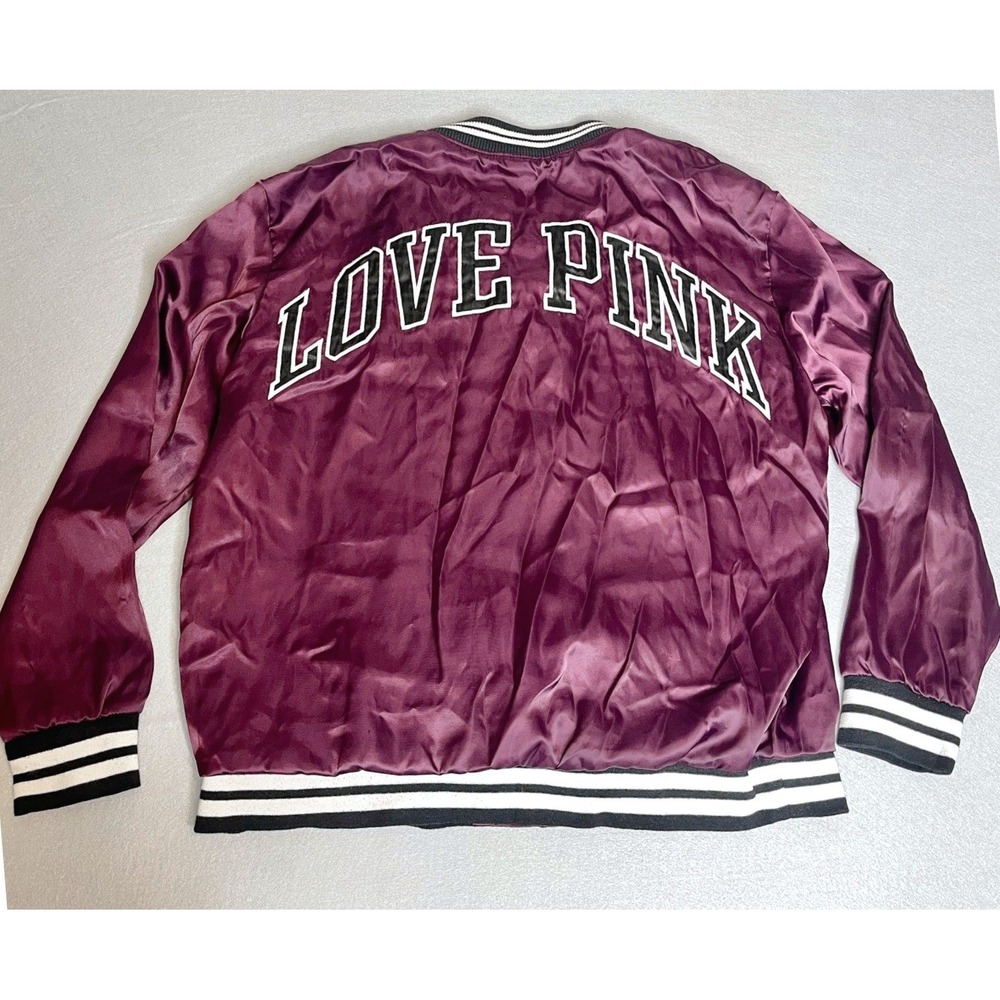 Victorias Secret PINK Satin Bomber Varsity Jacket Purple Y2K‎ Twee
